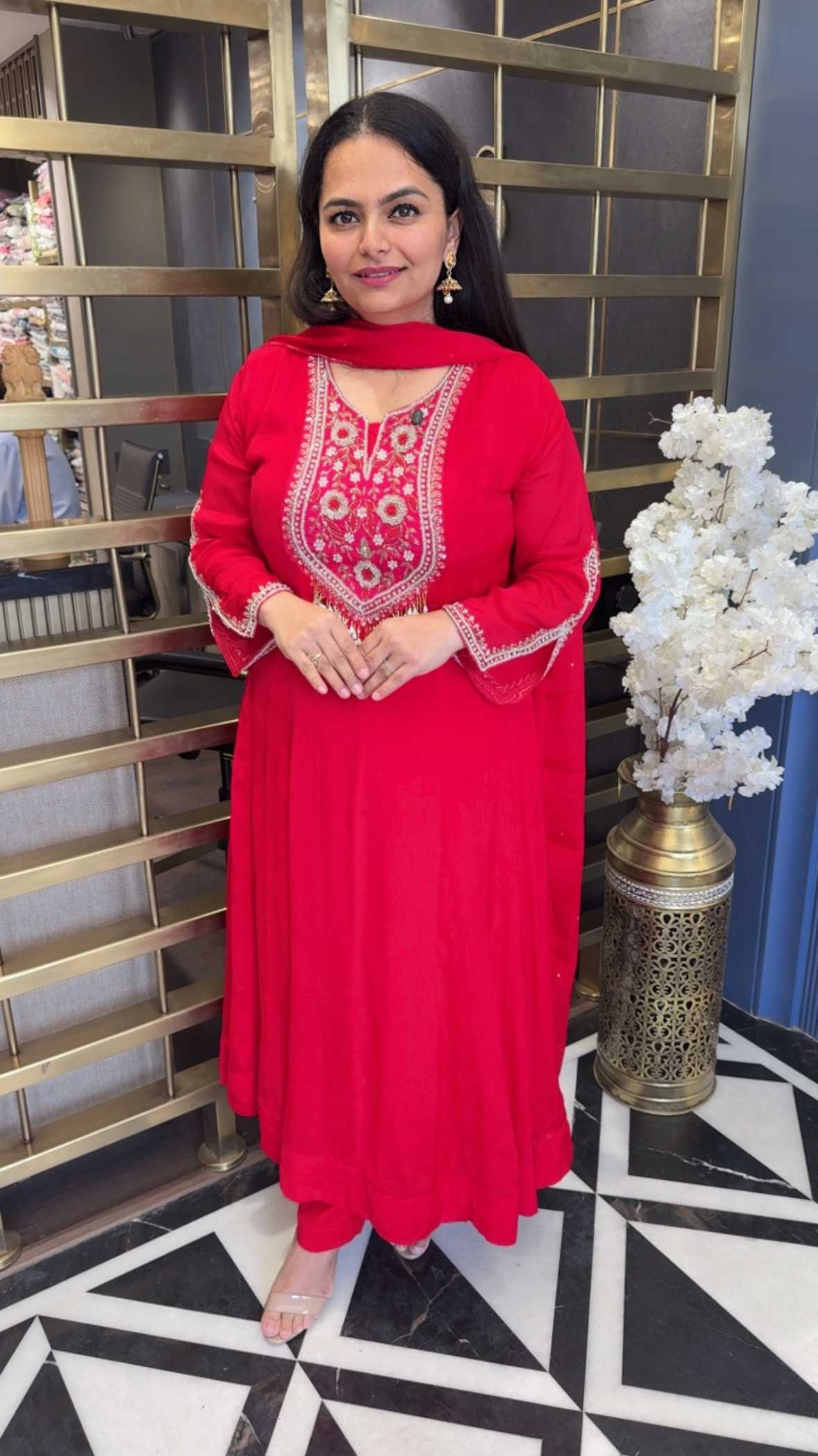 Red Embroidered Suit