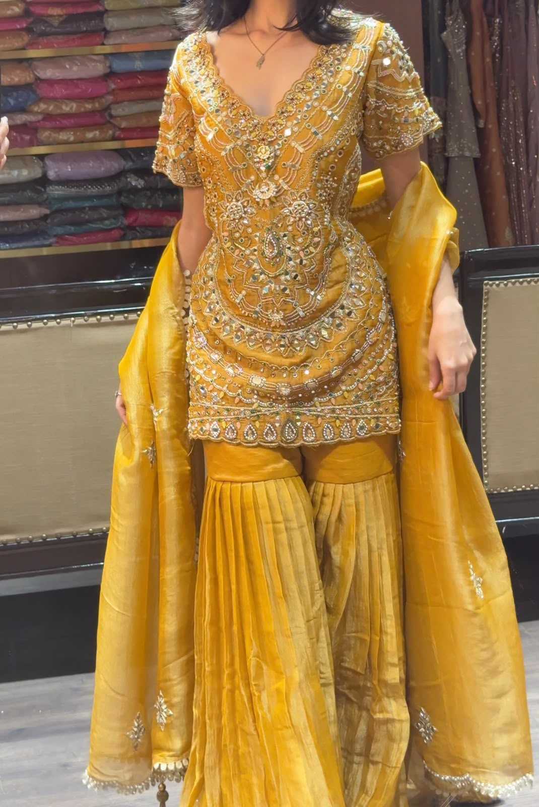 Yellow Mirror-Work Sharar..