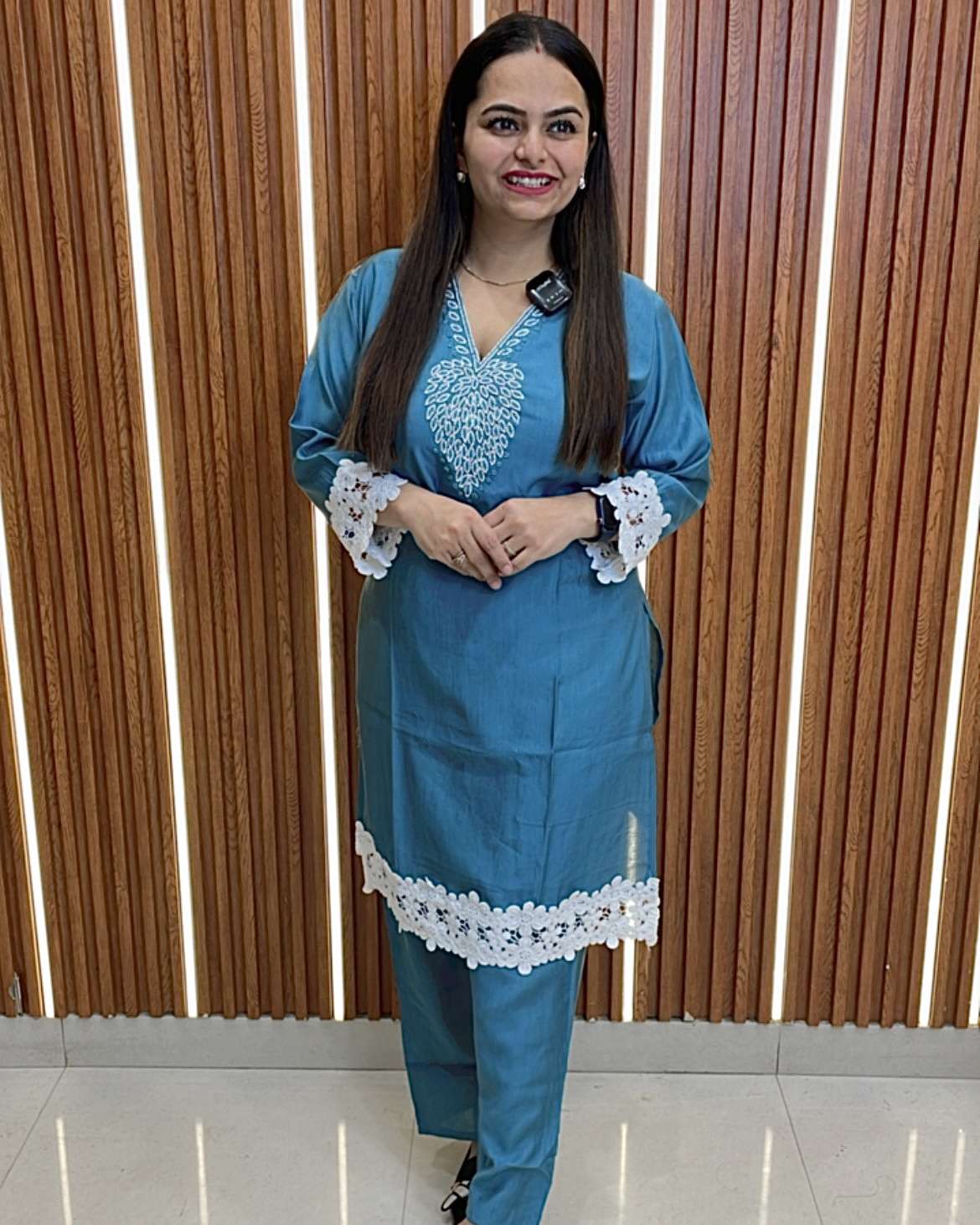 BEAUTIFUL CROCHET LACE PASTEL BLUE SUMMER WEAR CORD-SET 