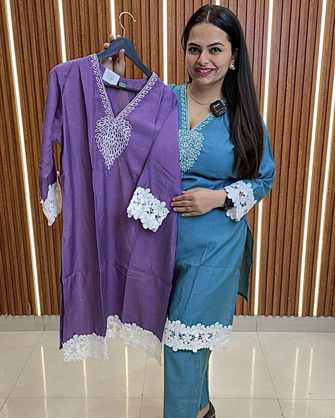 BEAUTIFUL CROCHET LACE PASTEL PURPLE SUMMER WEAR CORD-SET