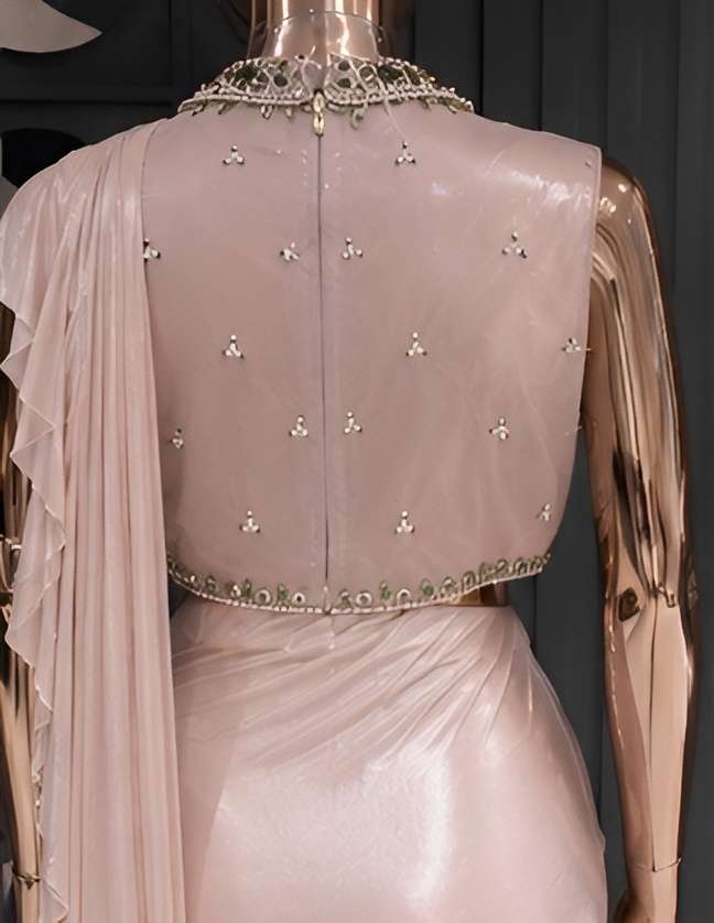 Blush drape saree