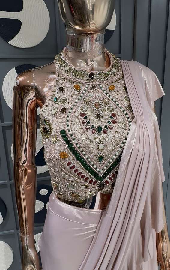 Blush drape saree