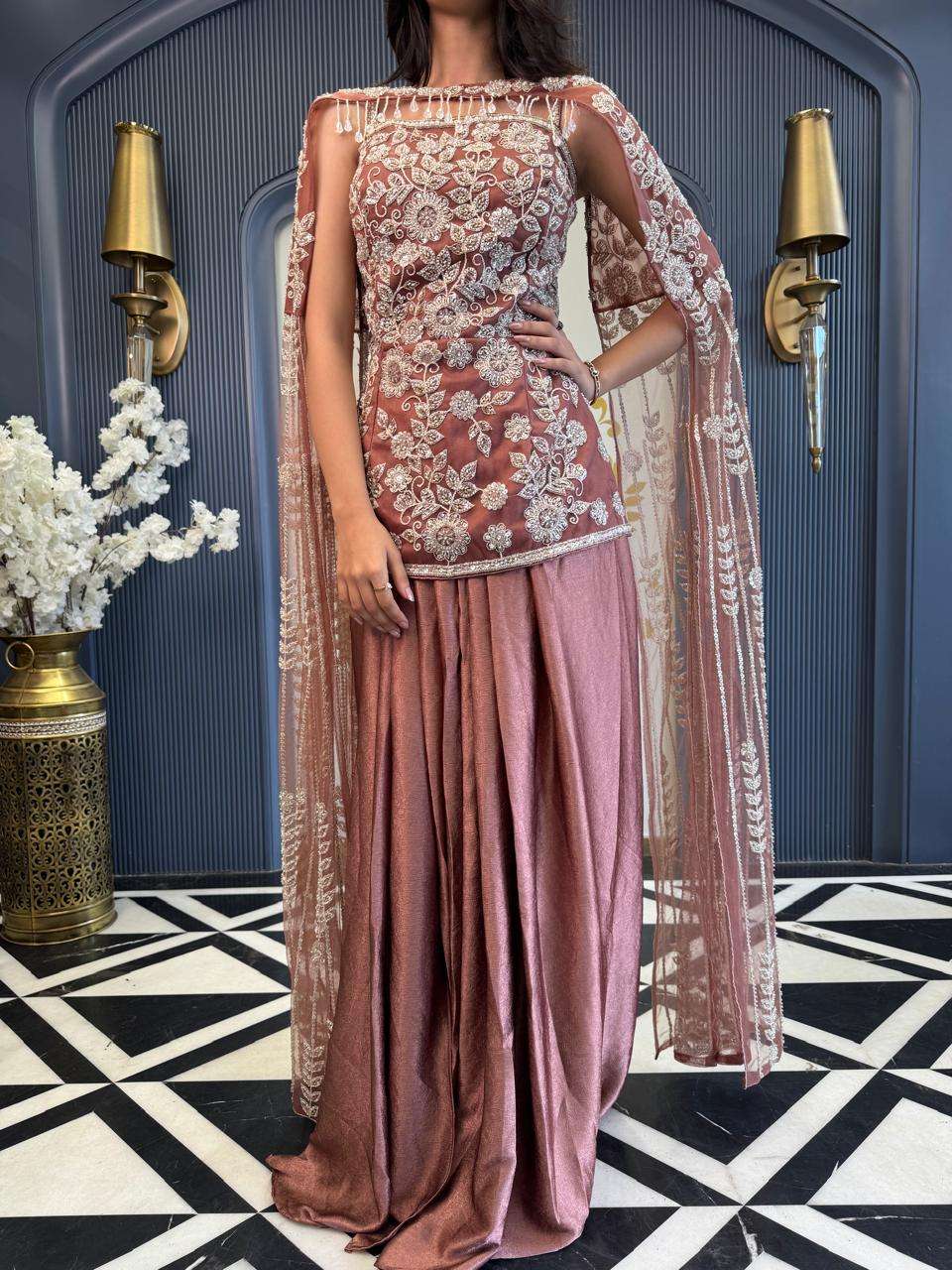 Blush Royale Embroidered Gown Set