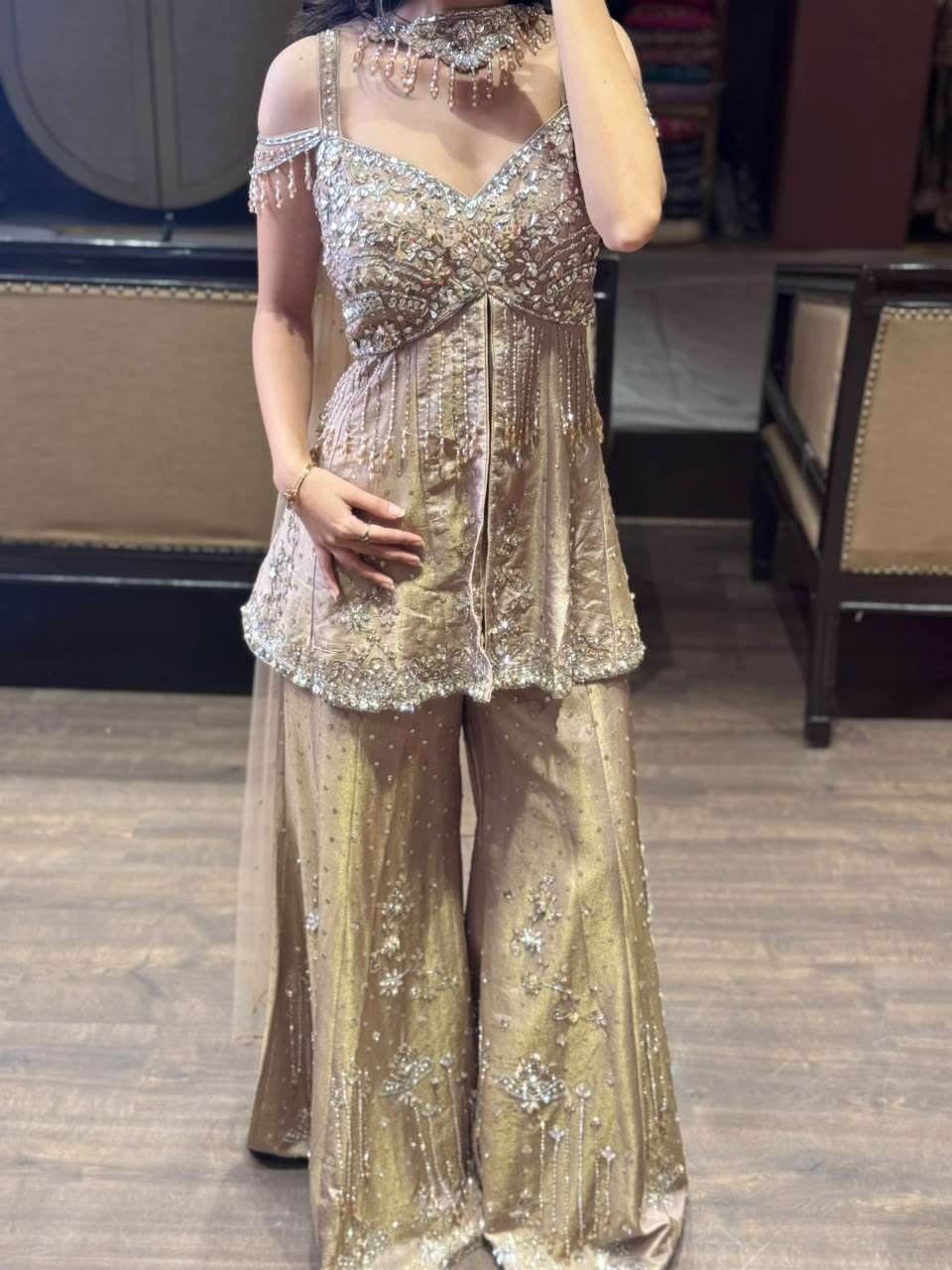 Golden Crystal Embellished Set